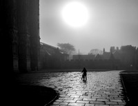 Pedestrian and Mist at Wells Cathedral, 2020